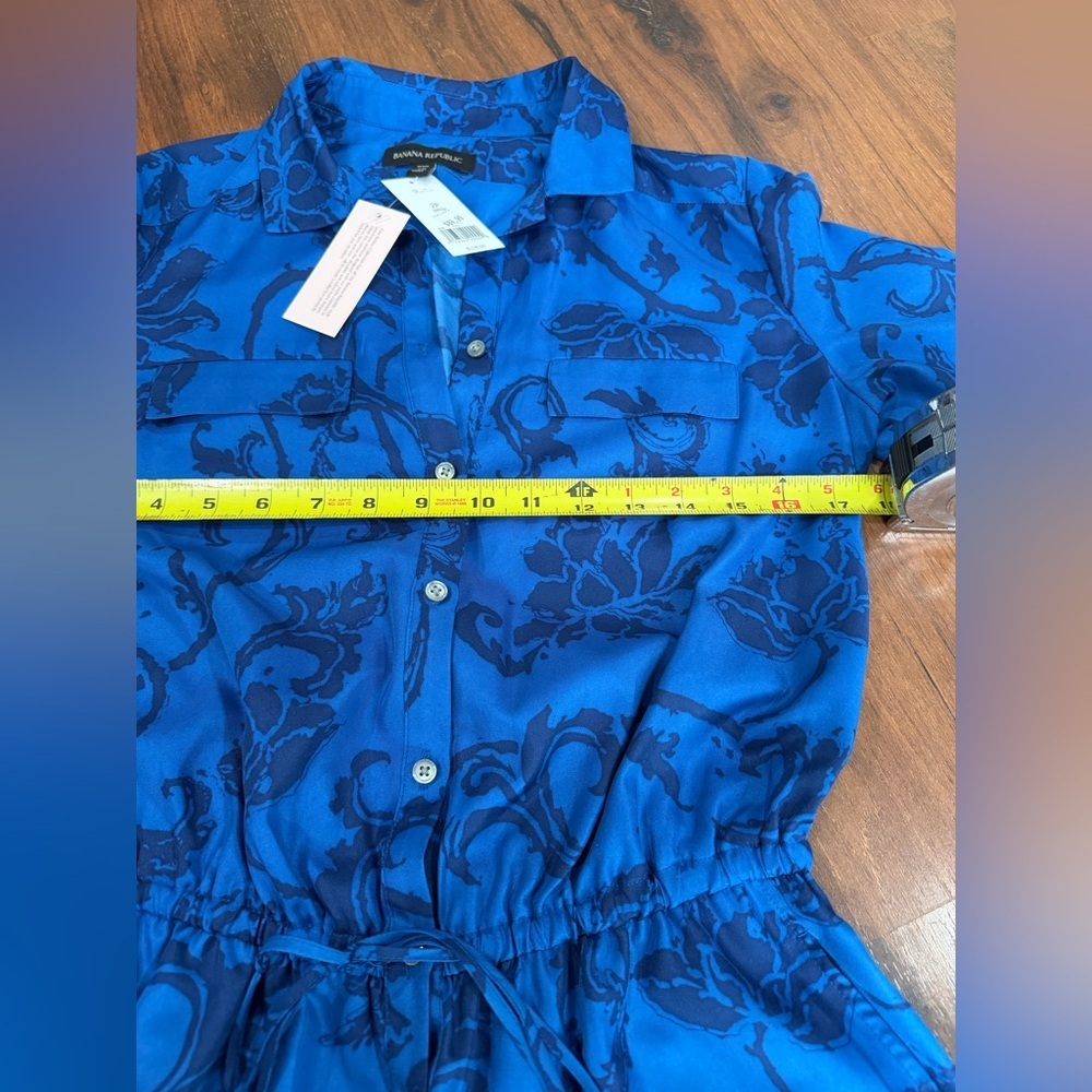 NWT Banana Republic Romper Womens Sz 2P Blue Floral Satin Shorts Shortall - Picture 5 of 8